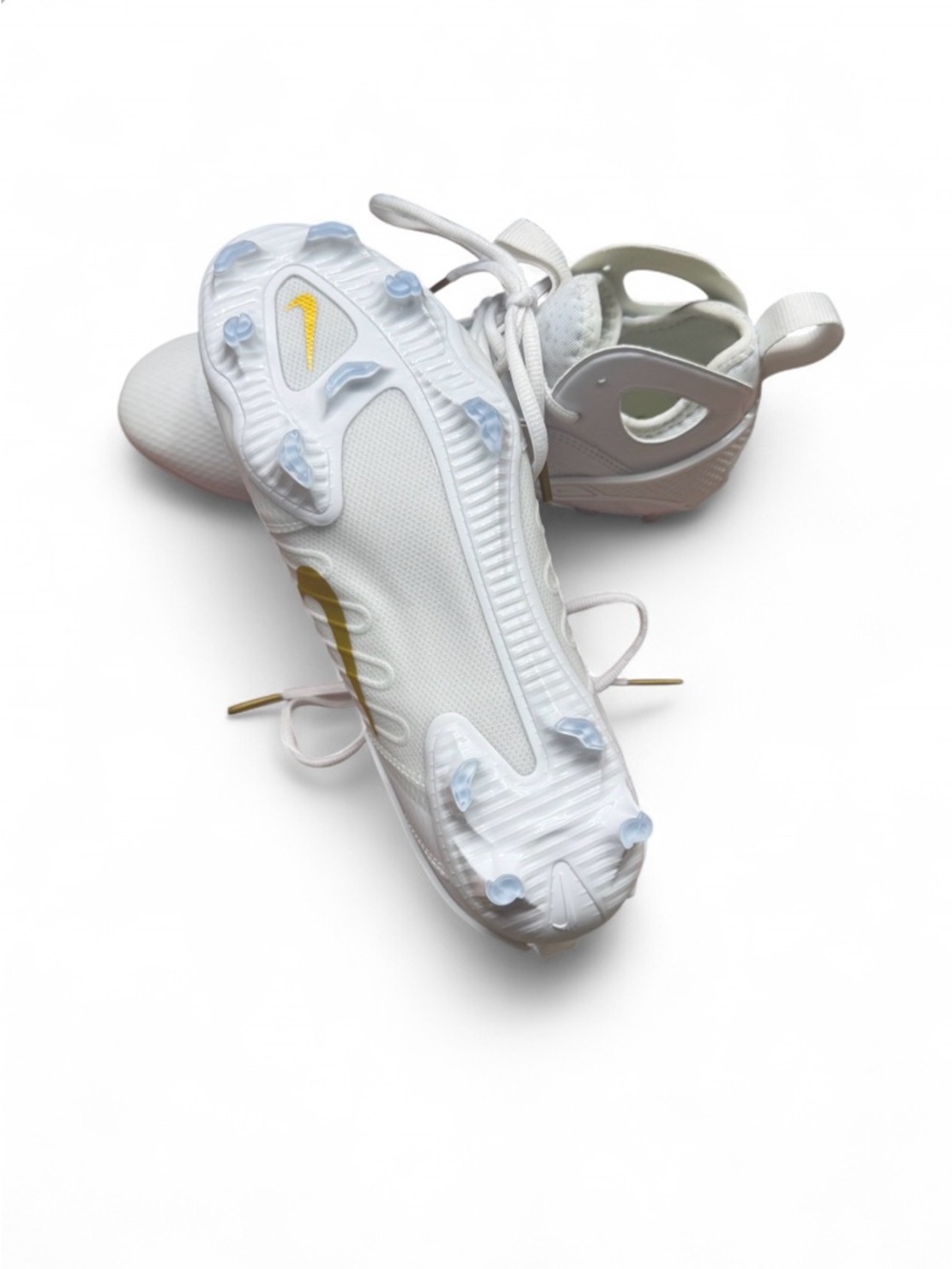 Nike Huarache 9 Elite Men’s Lacrosse Cleats White Metallic Vivid Gold Size 7.5 - Picture 6 of 7